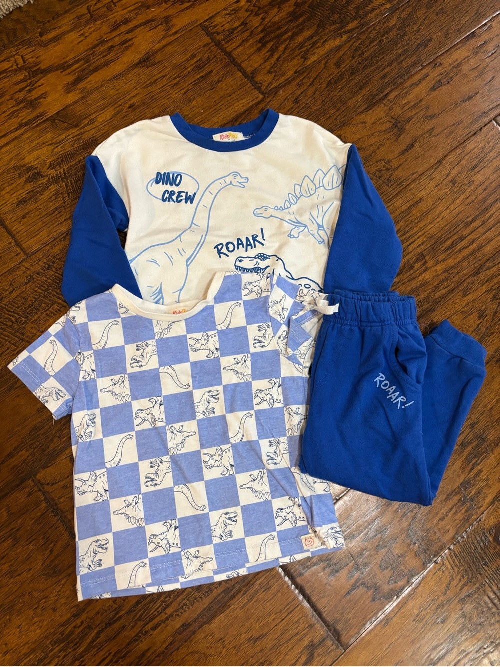 Kids Blue Dino Crew Set